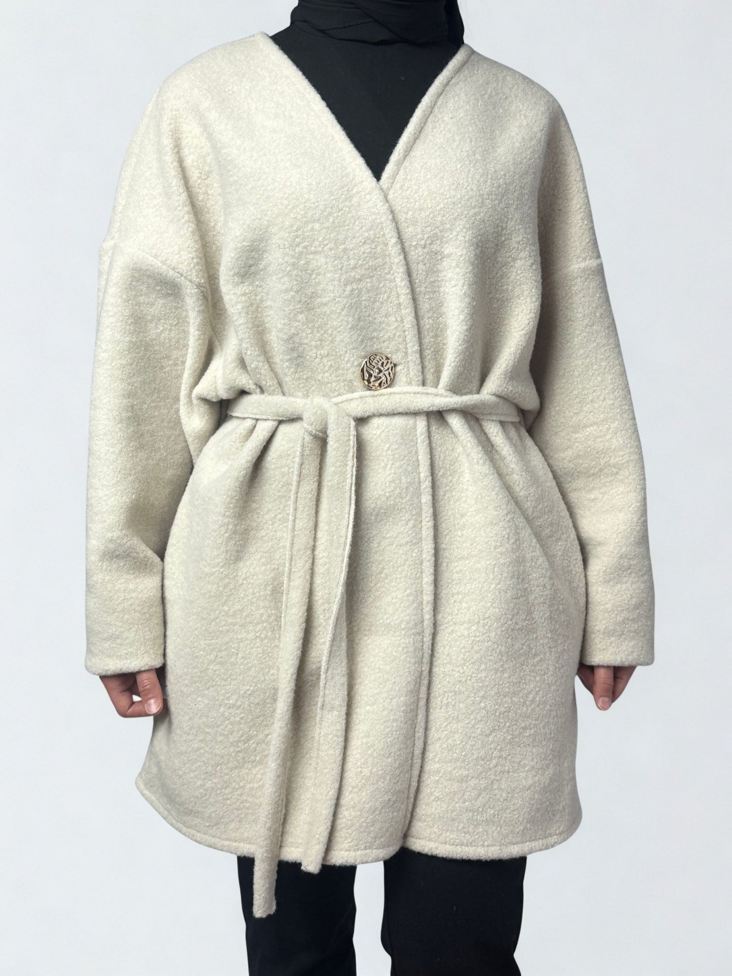 Oversize Jacke mit Bindegürtel