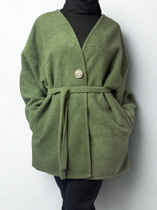 Oversize Jacke mit Bindegürtel